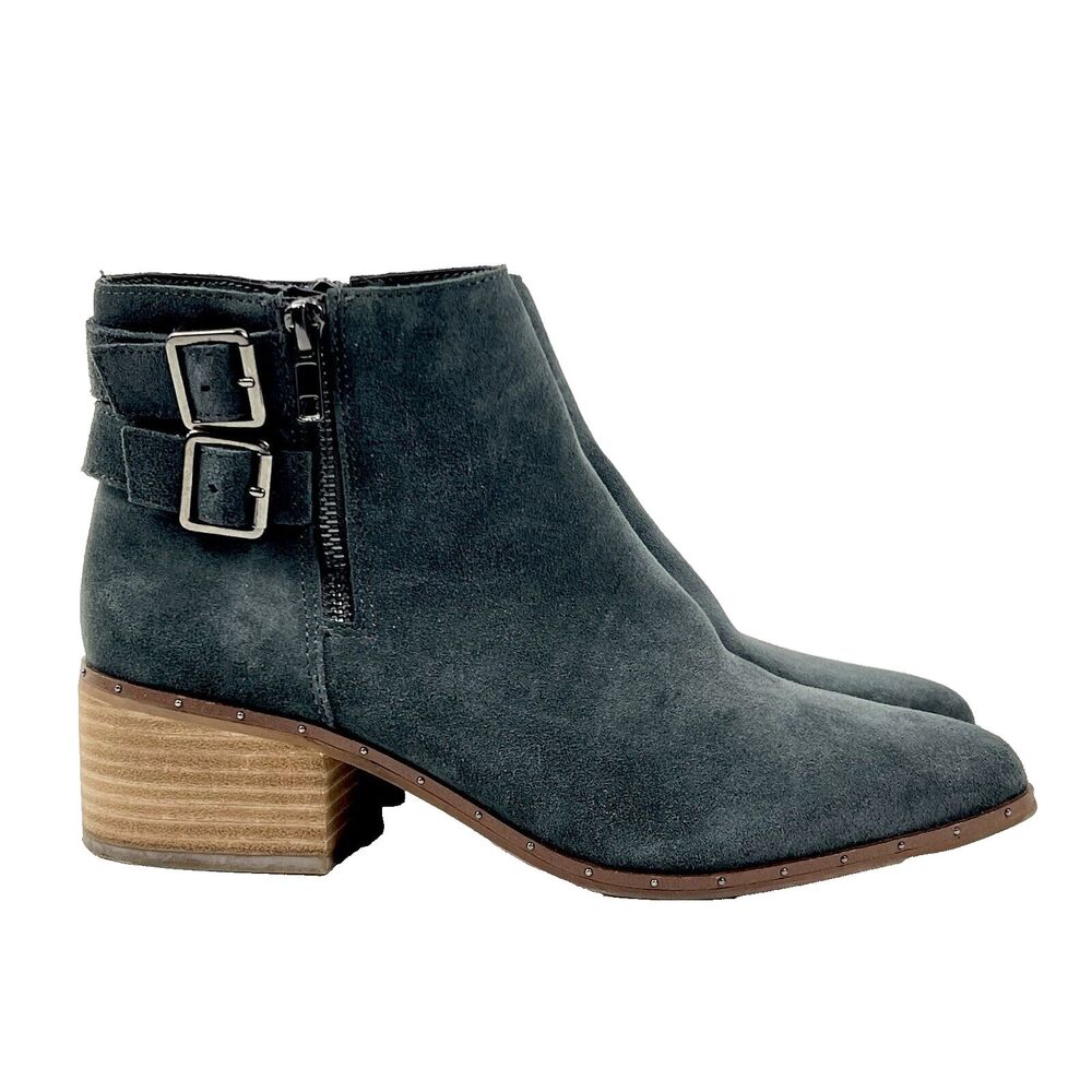 Georgia by Bleecker & Bond Ankle Bootie Grey Suede Studded Sole Sz 8.5